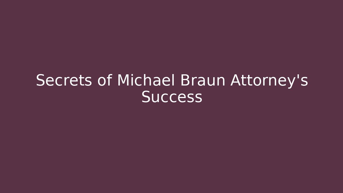 Secrets of Michael Braun Attorney's Success - V Auction