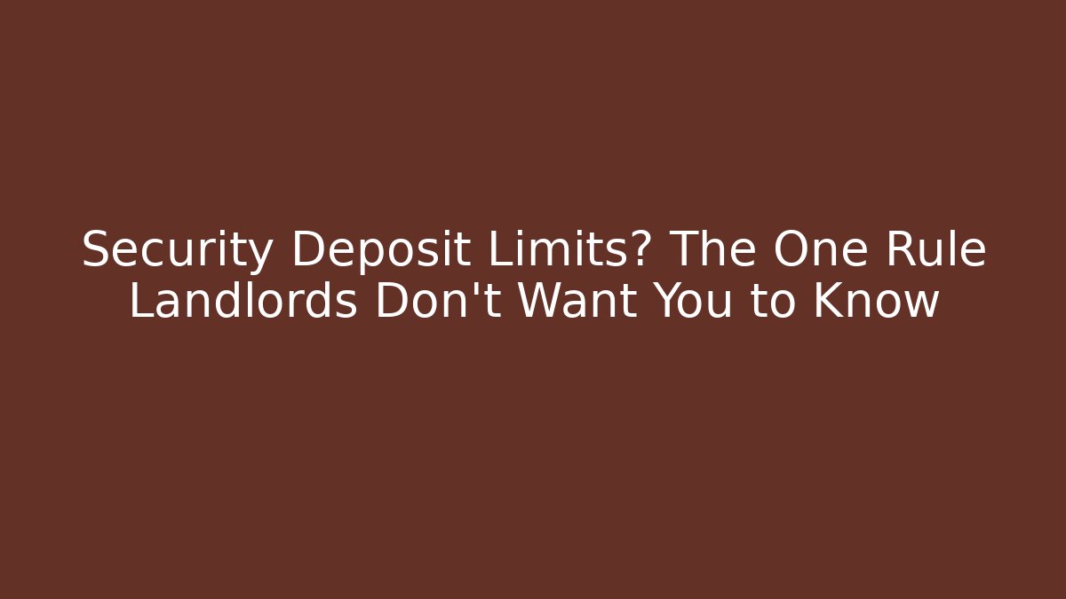 Security Deposit Limits? The One Rule Landlords Don't Want You to Know