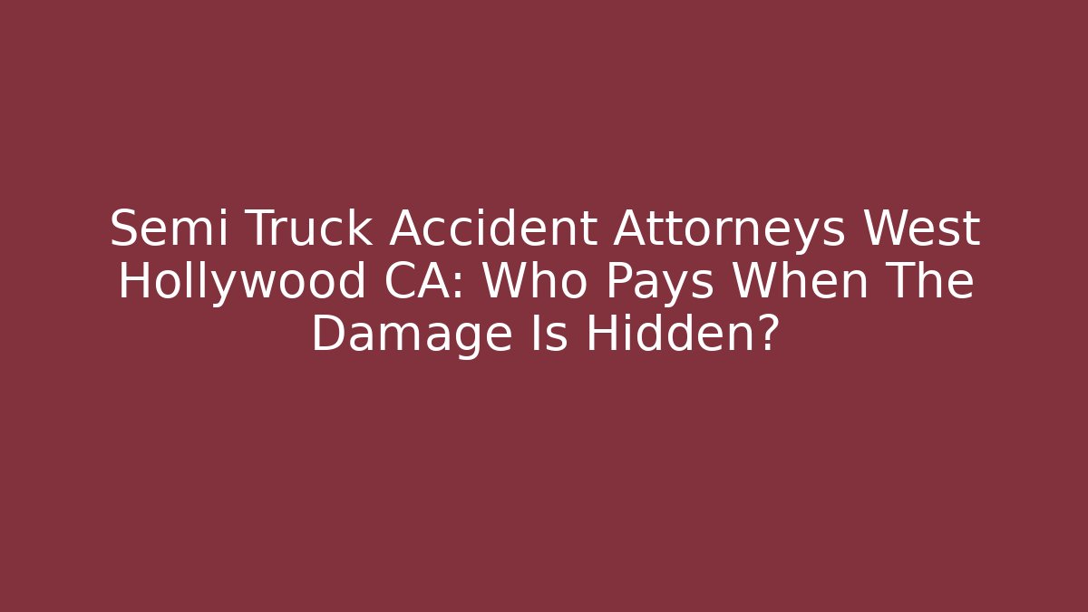 Semi Truck Accident Attorneys West Hollywood CA: Who Pays When The Damage Is Hidden?