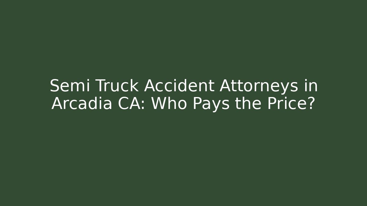 Semi Truck Accident Attorneys in Arcadia CA: Who Pays the Price?
