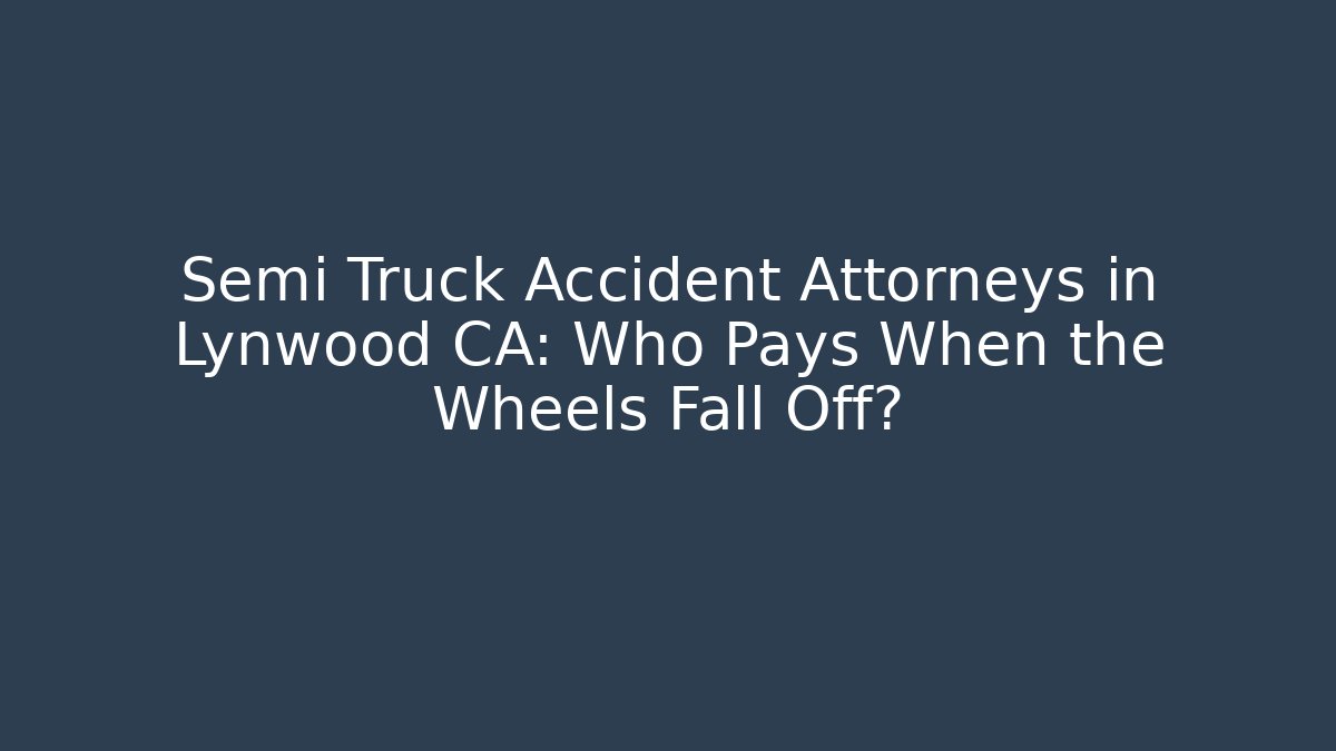Semi Truck Accident Attorneys in Lynwood CA: Who Pays When the Wheels Fall Off?