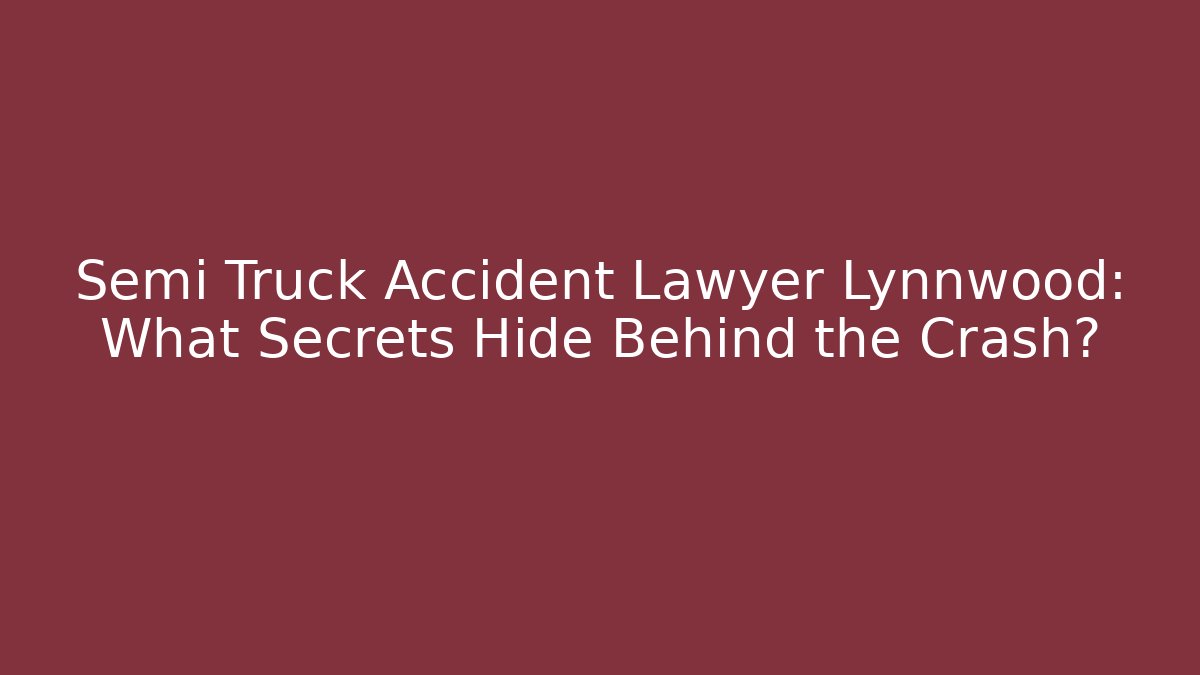 Semi Truck Accident Lawyer Lynnwood: What Secrets Hide Behind the Crash?