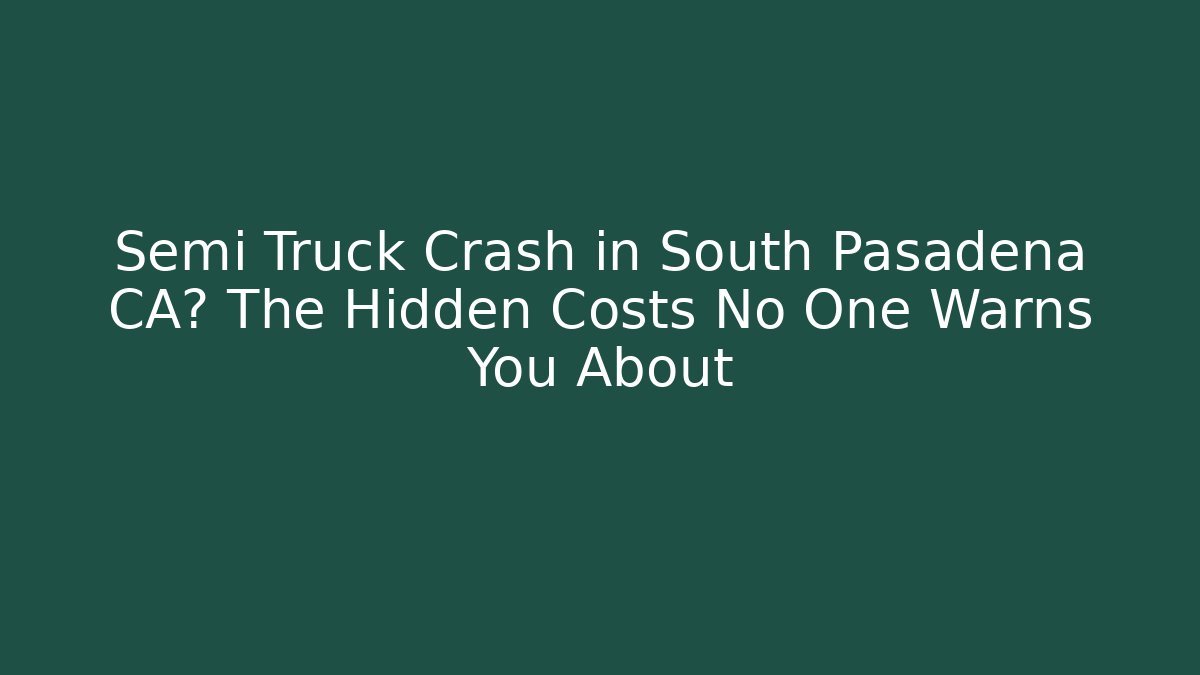 Semi Truck Crash in South Pasadena CA? The Hidden Costs No One Warns You About