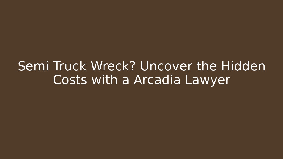 Semi Truck Wreck? Uncover the Hidden Costs with a Arcadia Lawyer