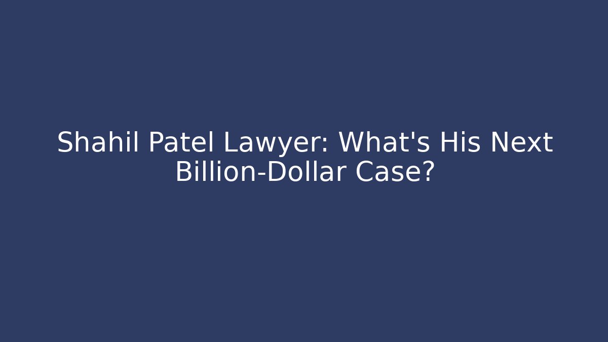 Shahil Patel Lawyer: What’s His Next Billion-Dollar Case?