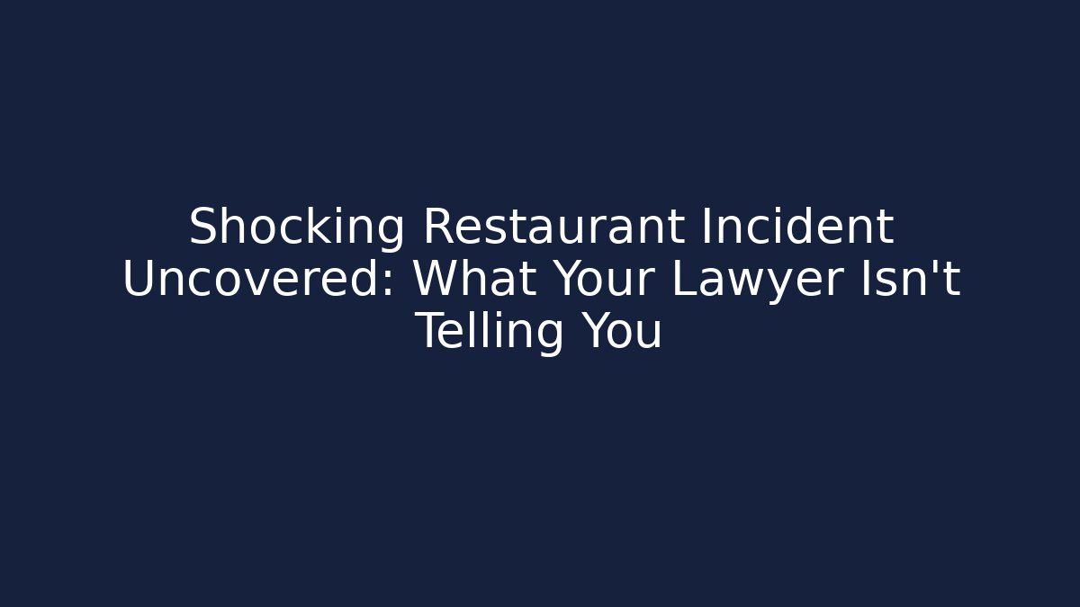 Shocking Restaurant Incident Uncovered: What Your Lawyer Isn’t Telling You