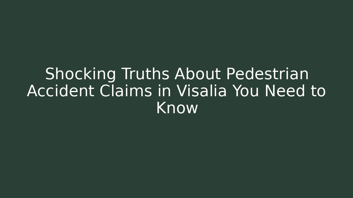 Shocking Truths About Pedestrian Accident Claims in Visalia You Need to Know