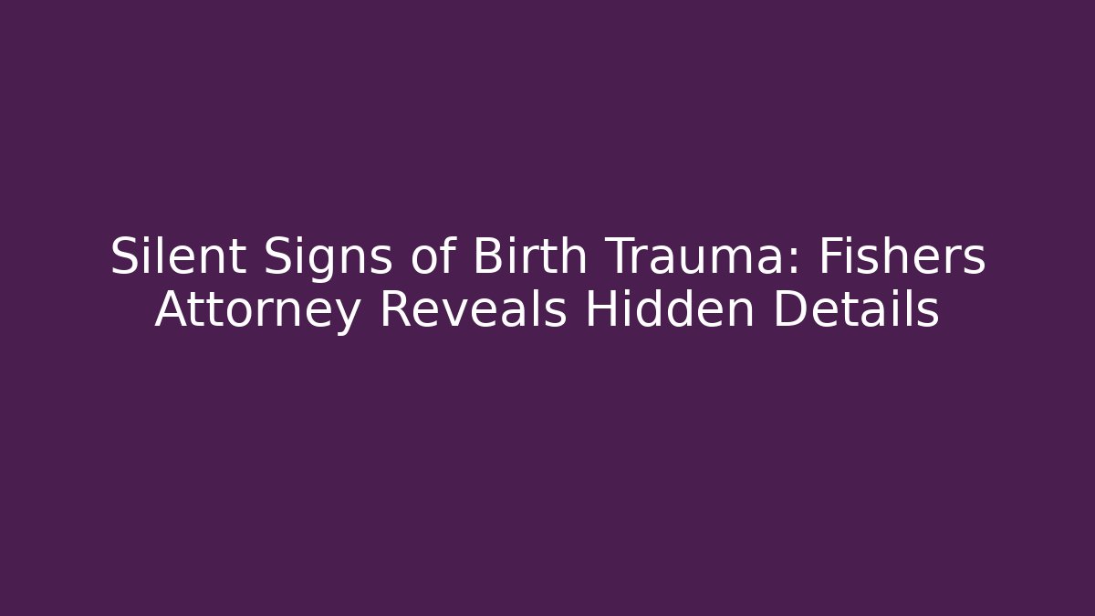 Silent Signs of Birth Trauma: Fishers Attorney Reveals Hidden Details