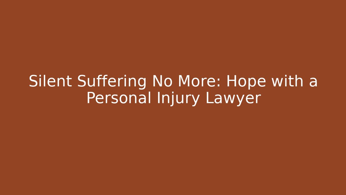 Silent Suffering No More: Hope with a Personal Injury Lawyer