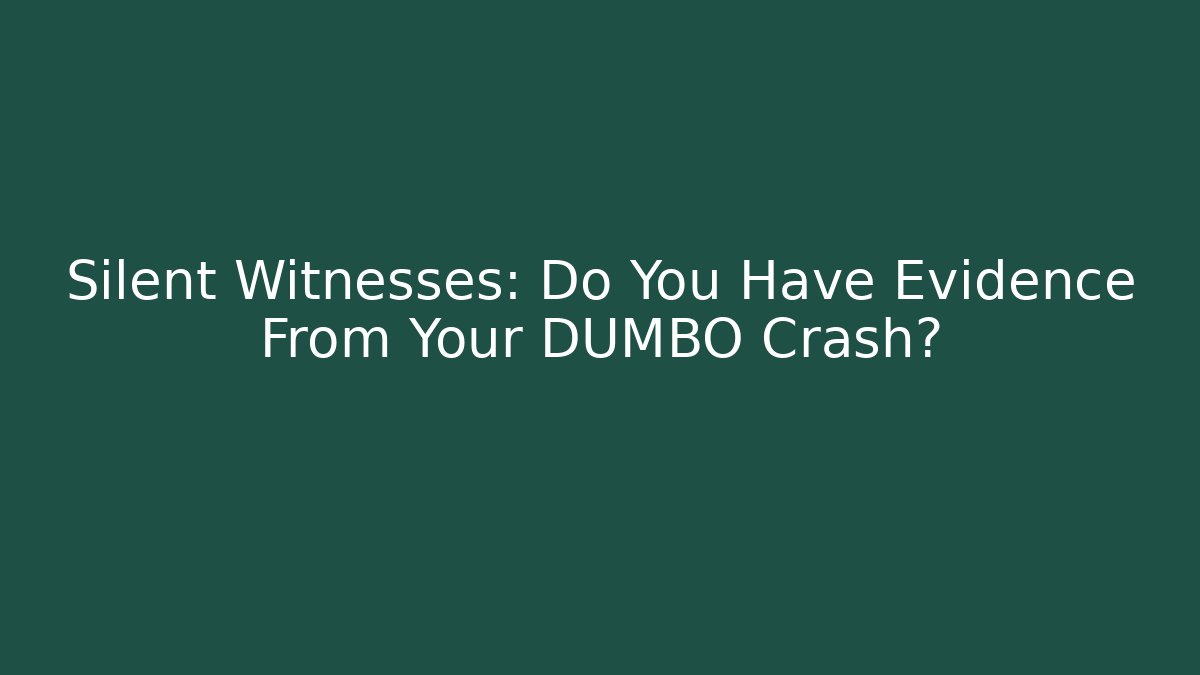 Silent Witnesses: Do You Have Evidence From Your DUMBO Crash?