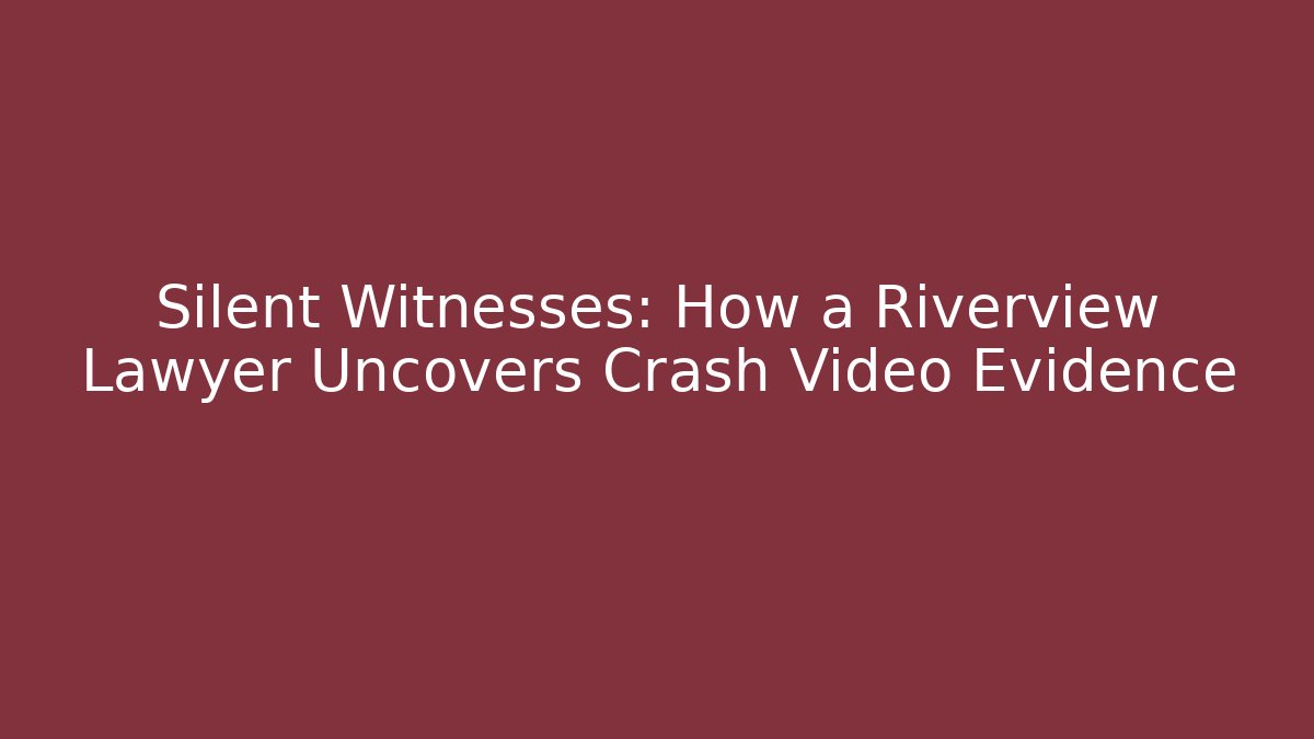 Silent Witnesses: How a Riverview Lawyer Uncovers Crash Video Evidence