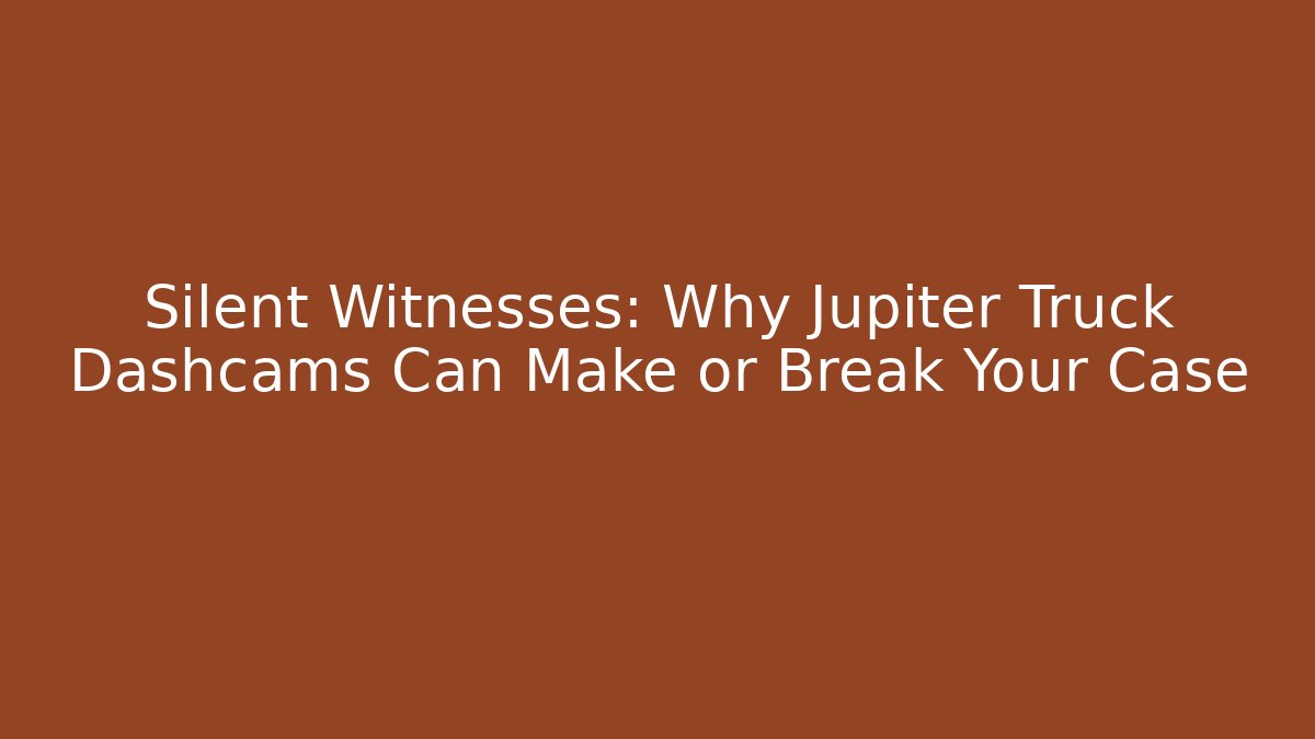 Silent Witnesses: Why Jupiter Truck Dashcams Can Make or Break Your Case