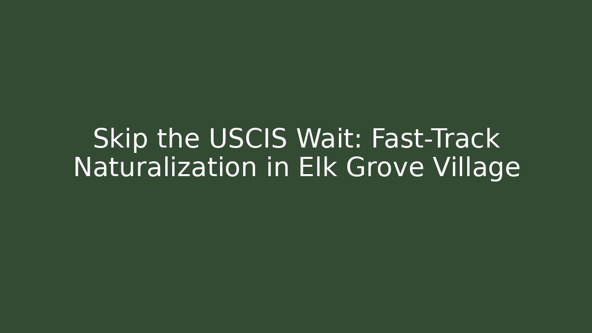 Skip the USCIS Wait: Fast-Track Naturalization in Elk Grove Village - V Auction