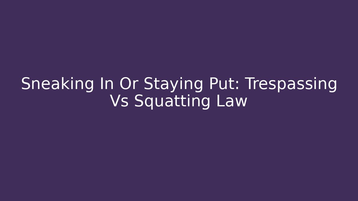 Sneaking In Or Staying Put: Trespassing Vs Squatting Law - V Auction