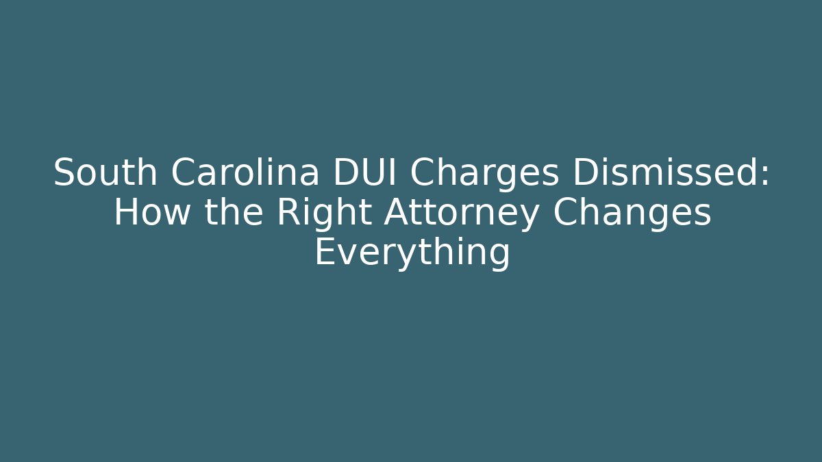 South Carolina DUI Charges Dismissed: How the Right Attorney Changes Everything - V Auction