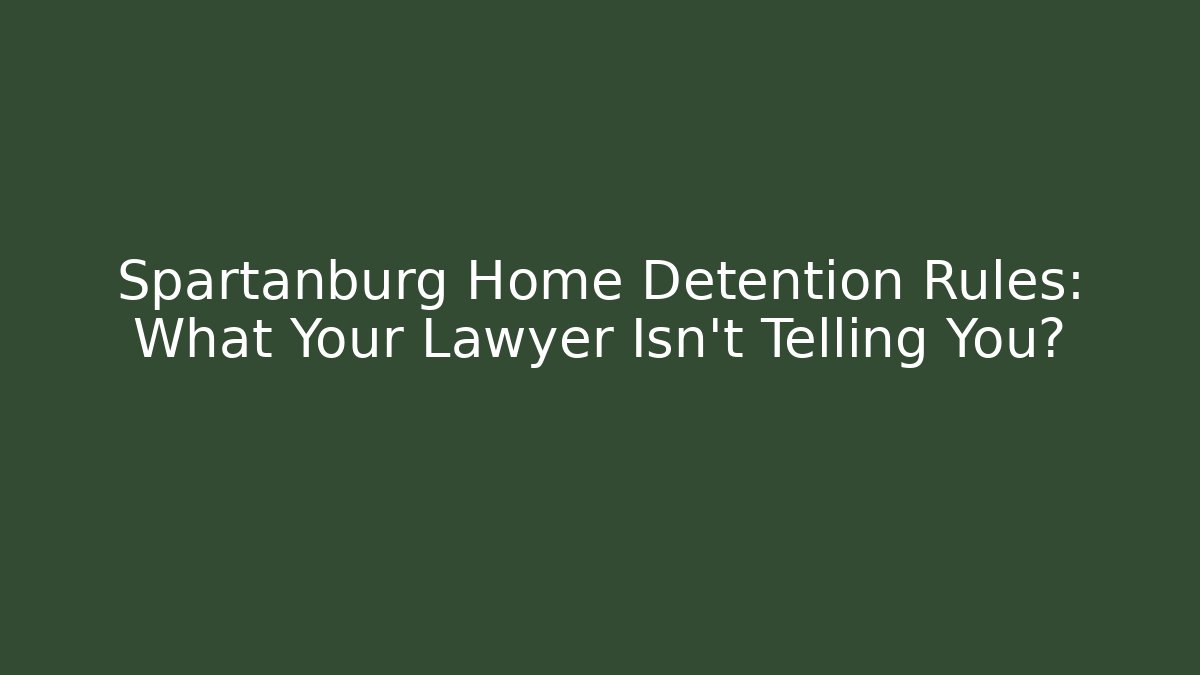 Spartanburg Home Detention Rules: What Your Lawyer Isn't Telling You?