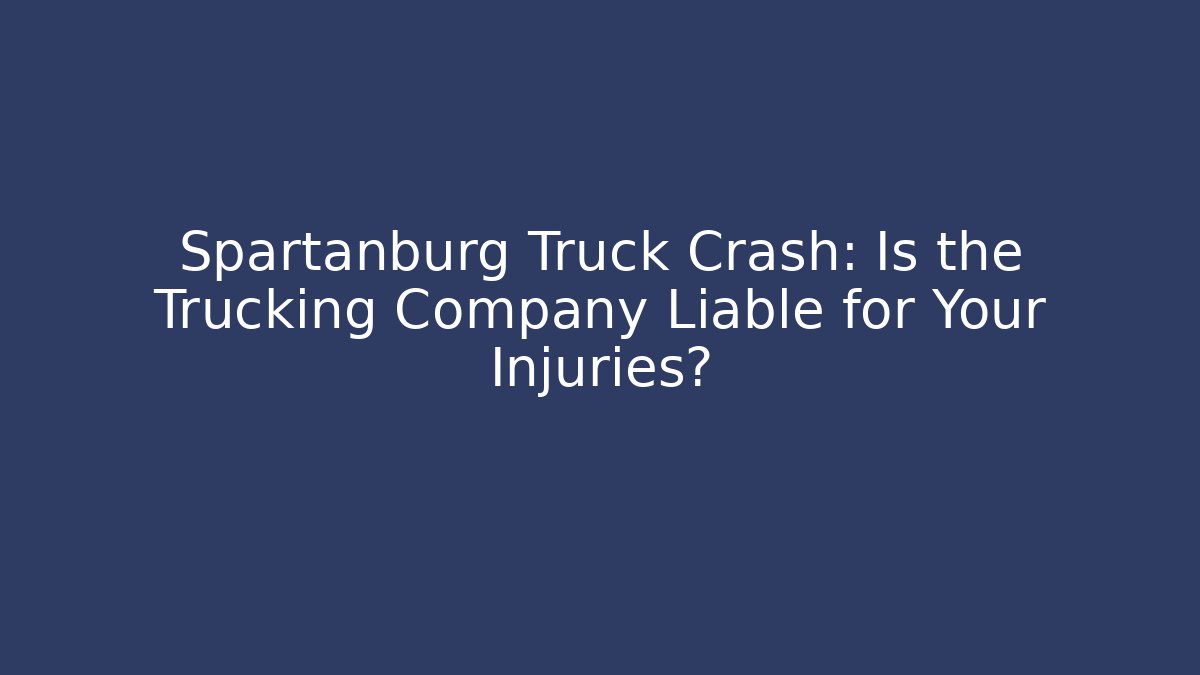 Spartanburg Truck Crash: Is the Trucking Company Liable for Your Injuries?