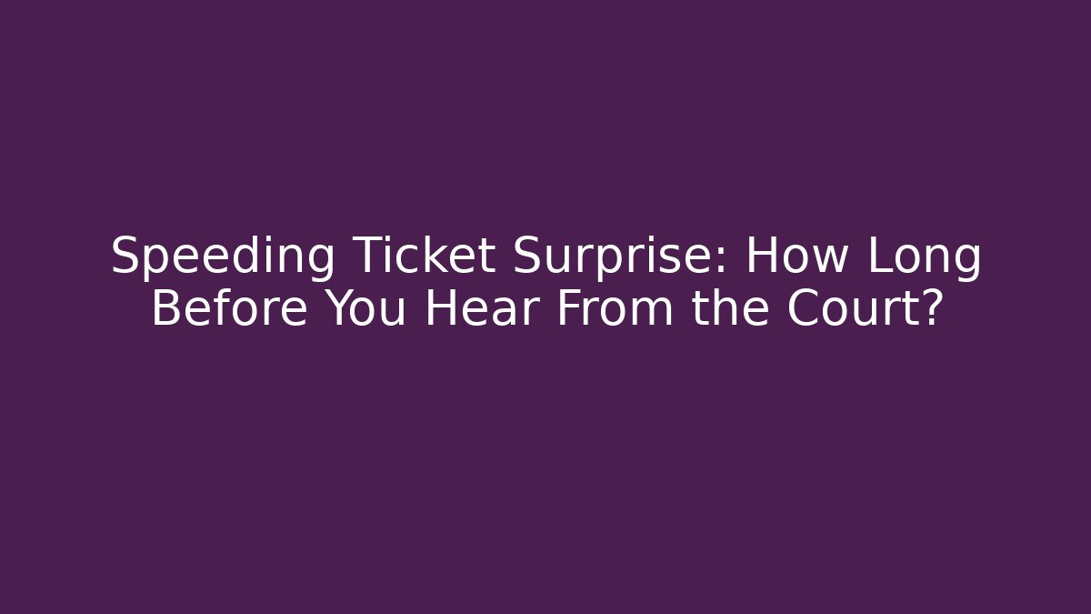 Speeding Ticket Surprise: How Long Before You Hear From the Court?
