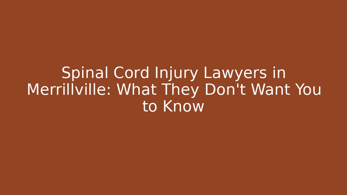 Spinal Cord Injury Lawyers in Merrillville: What They Don’t Want You to Know