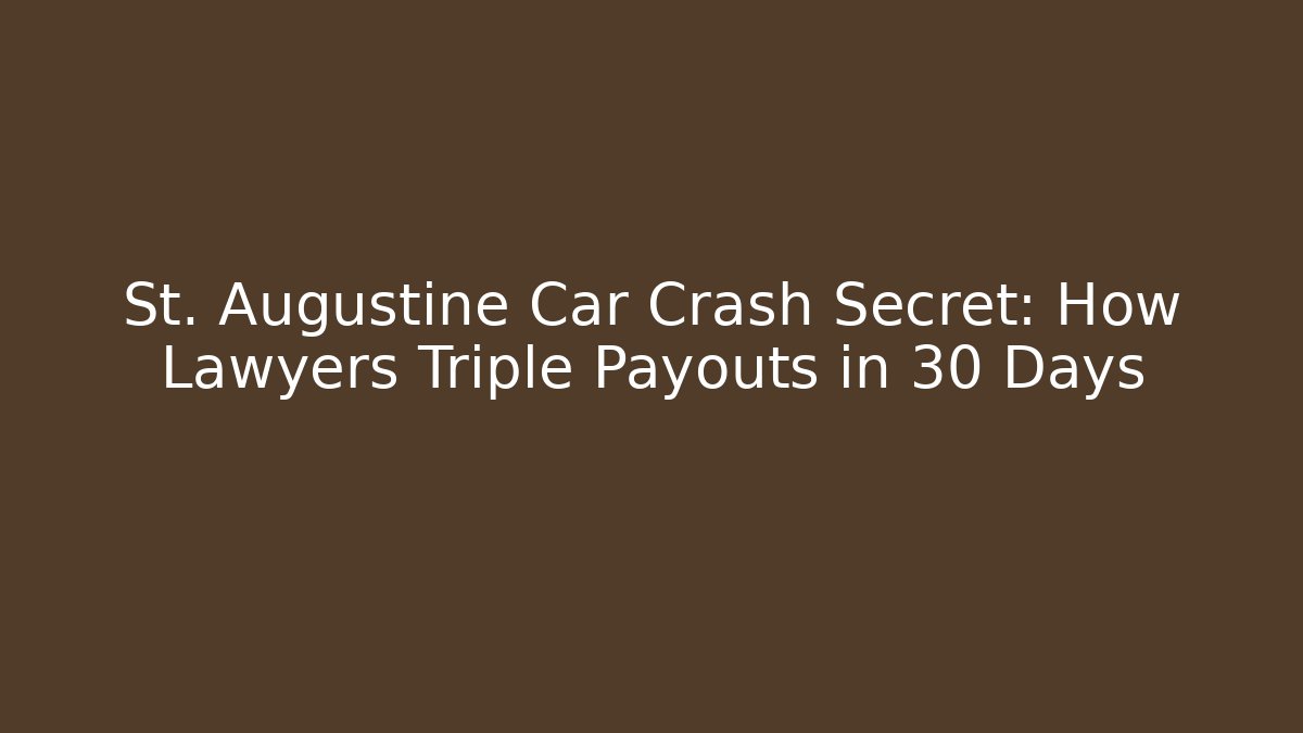 St. Augustine Car Crash Secret: How Lawyers Triple Payouts in 30 Days - V Auction