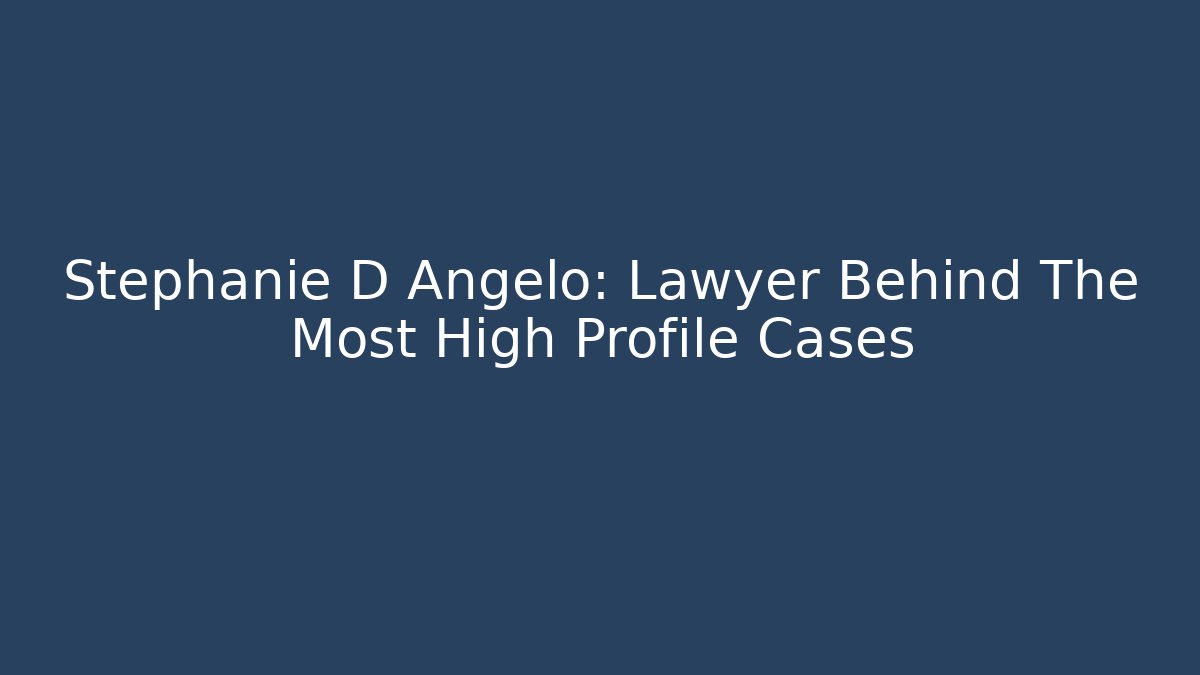 Stephanie D Angelo: Lawyer Behind The Most High Profile Cases - V Auction