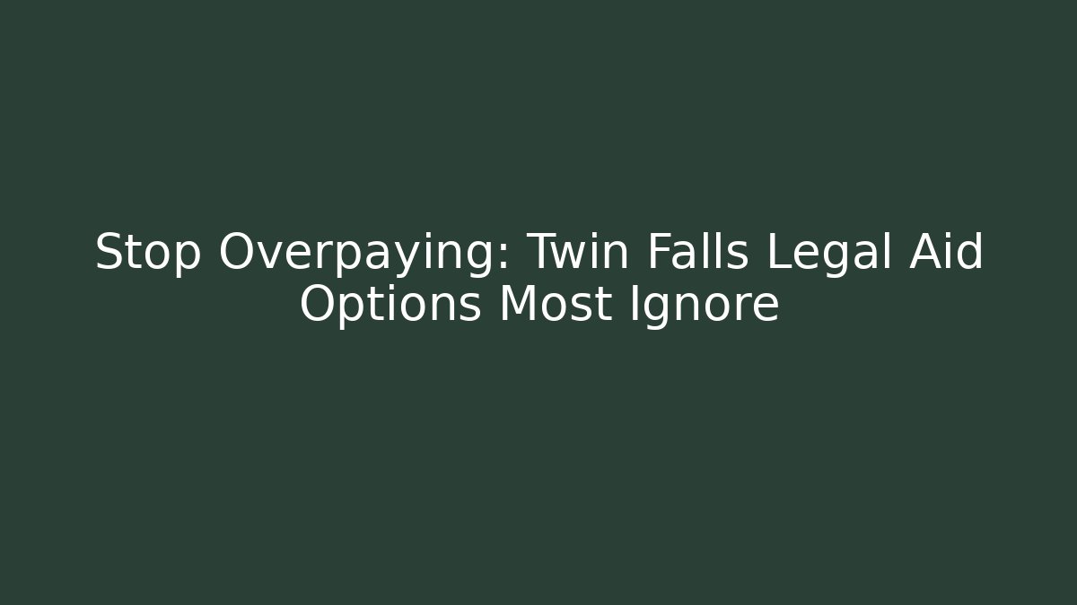 Stop Overpaying: Twin Falls Legal Aid Options Most Ignore