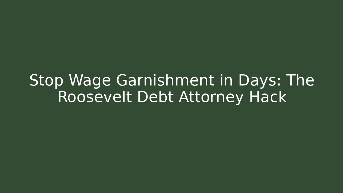 Stop Wage Garnishment in Days: The Roosevelt Debt Attorney Hack