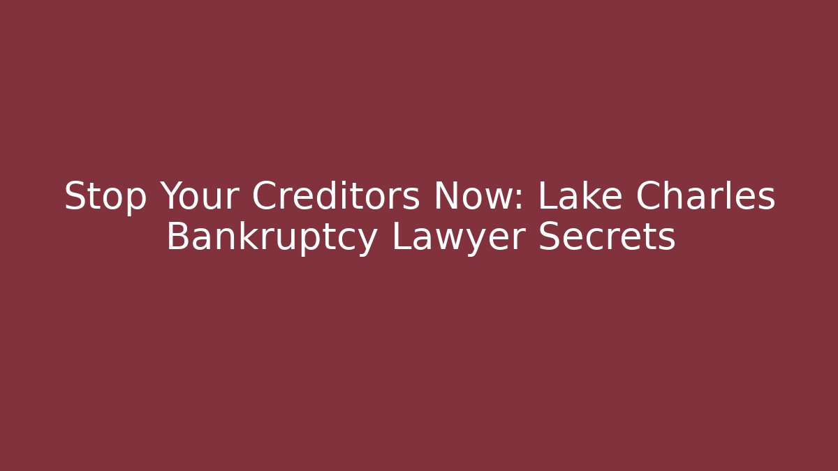 Stop Your Creditors Now: Lake Charles Bankruptcy Lawyer Secrets - V Auction