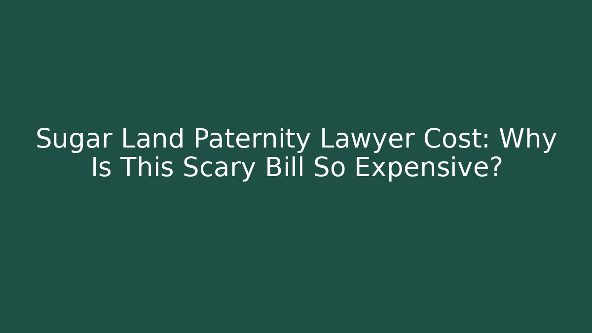 Sugar Land Paternity Lawyer Cost: Why Is This Scary Bill So Expensive?