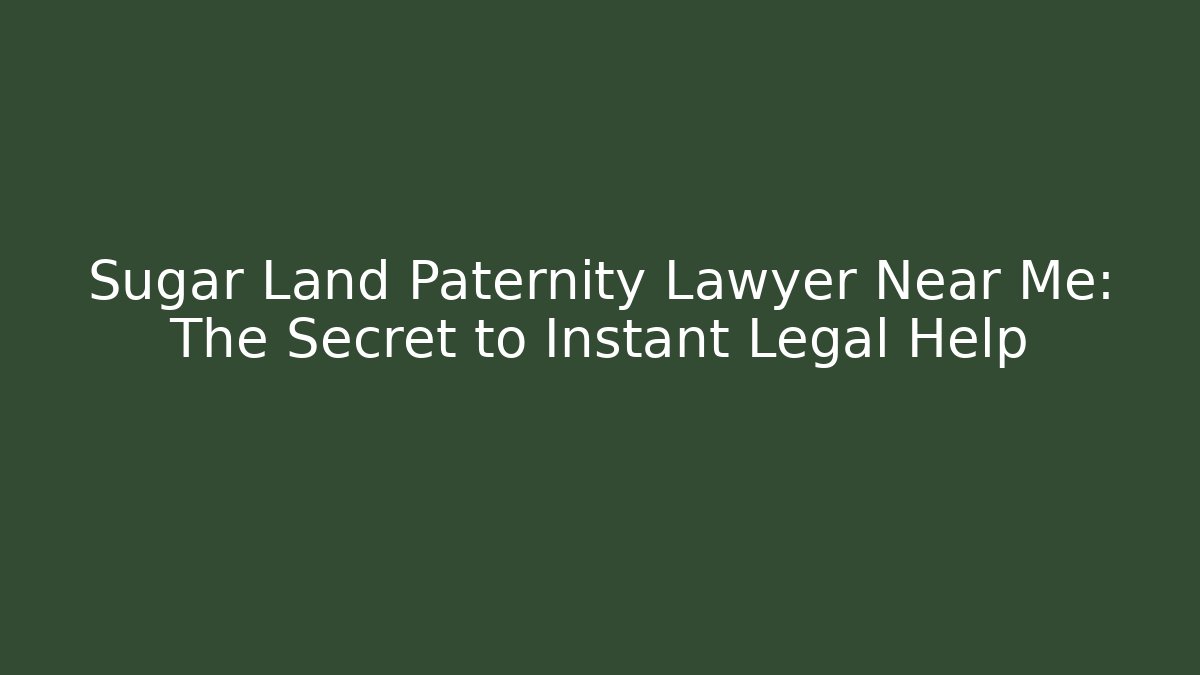 Sugar Land Paternity Lawyer Near Me: The Secret to Instant Legal Help