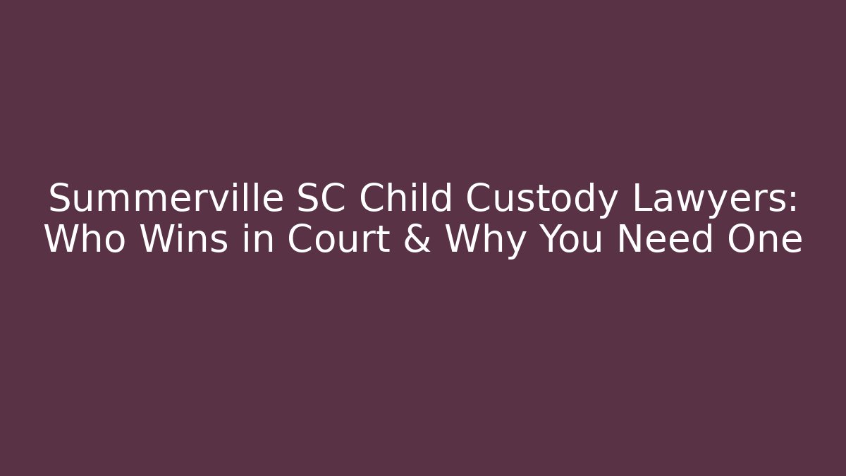 Summerville SC Child Custody Lawyers: Who Wins in Court & Why You Need One