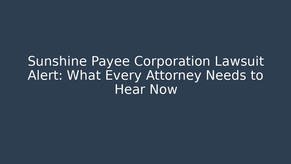 Sunshine Payee Corporation Lawsuit Alert: What Every Attorney Needs to Hear Now