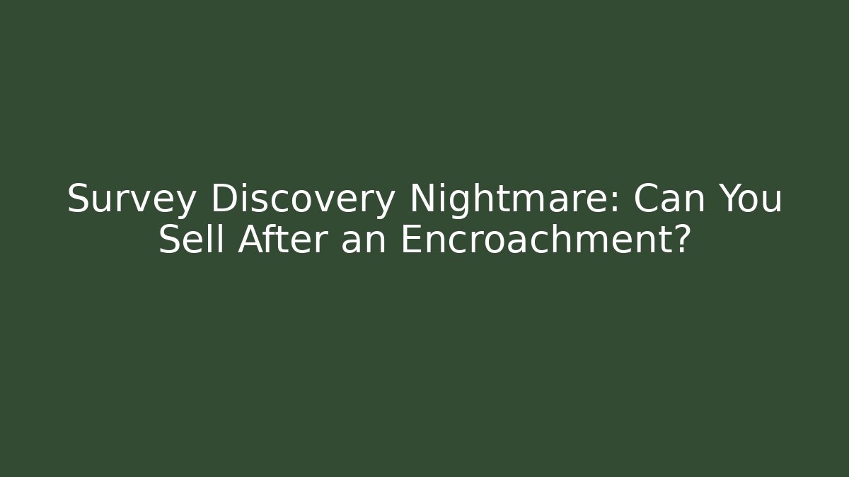 Survey Discovery Nightmare: Can You Sell After an Encroachment? - V Auction