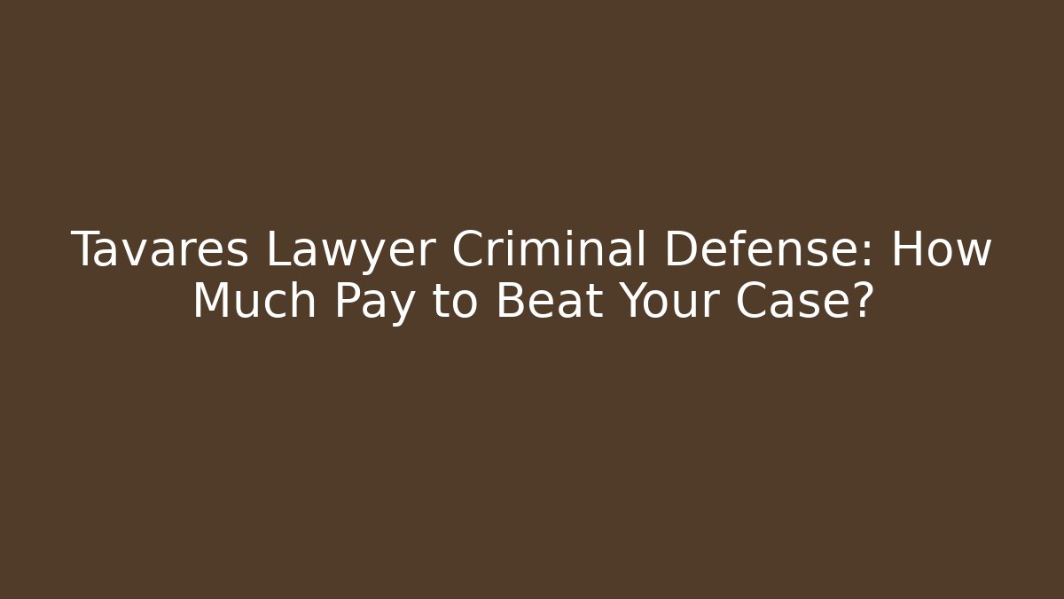 Tavares Lawyer Criminal Defense: How Much Pay to Beat Your Case?