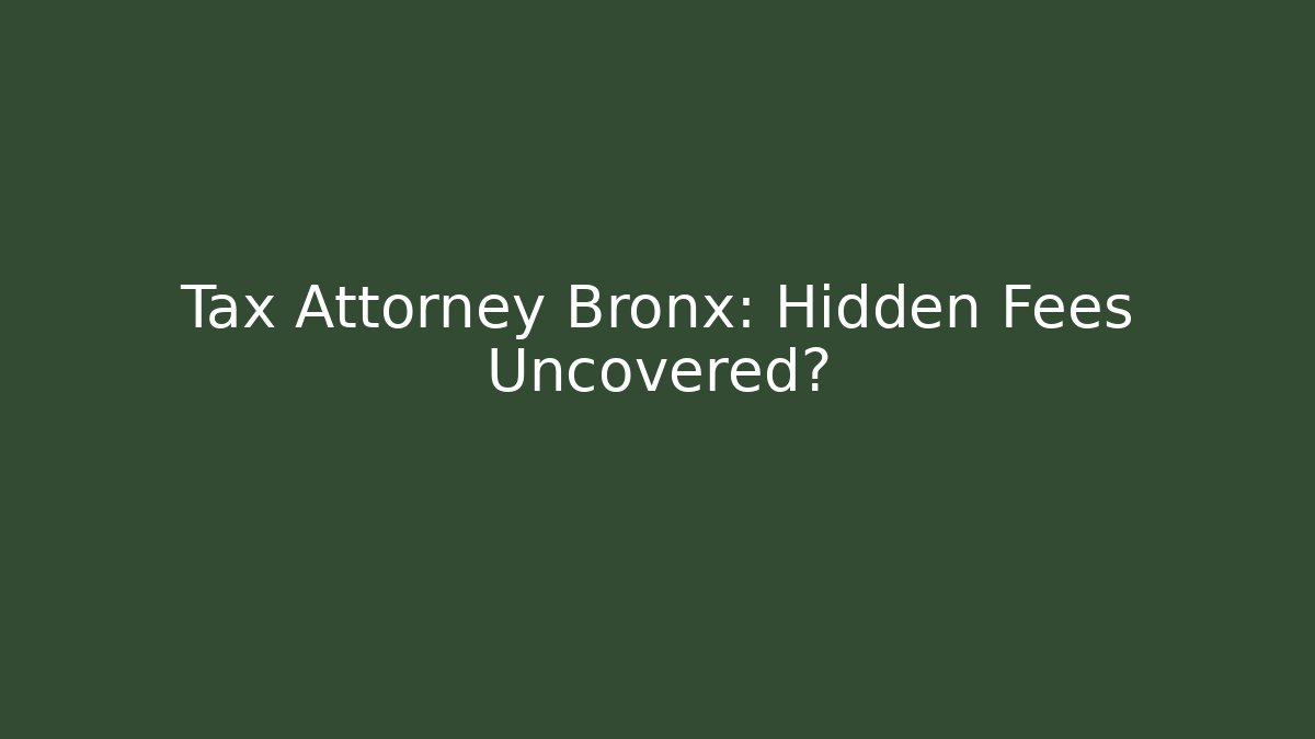 Tax Attorney Bronx: Hidden Fees Uncovered?