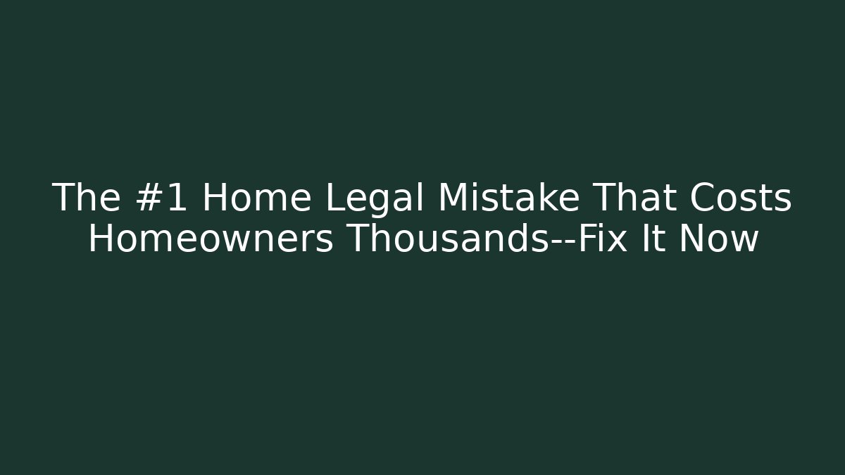 The #1 Home Legal Mistake That Costs Homeowners Thousands—Fix It Now