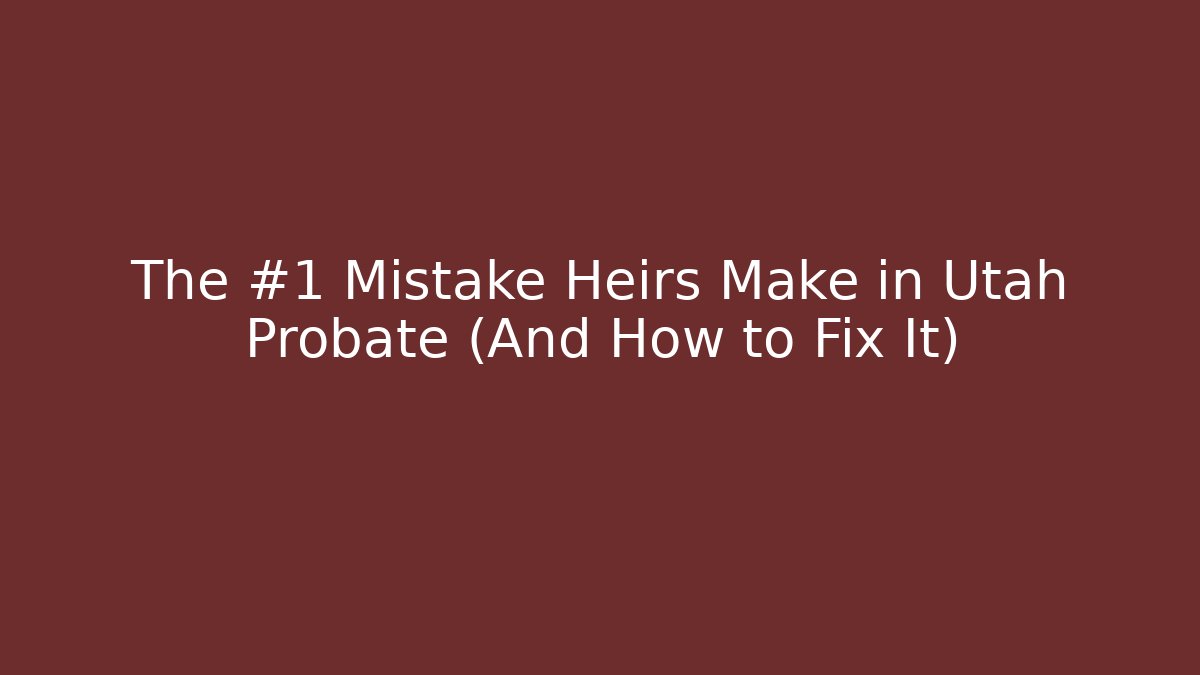 The #1 Mistake Heirs Make in Utah Probate (And How to Fix It)