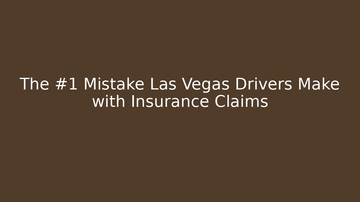 The #1 Mistake Las Vegas Drivers Make with Insurance Claims