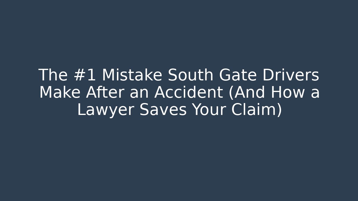 The #1 Mistake South Gate Drivers Make After an Accident (And How a Lawyer Saves Your Claim)