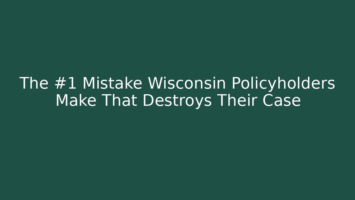 The #1 Mistake Wisconsin Policyholders Make That Destroys Their Case