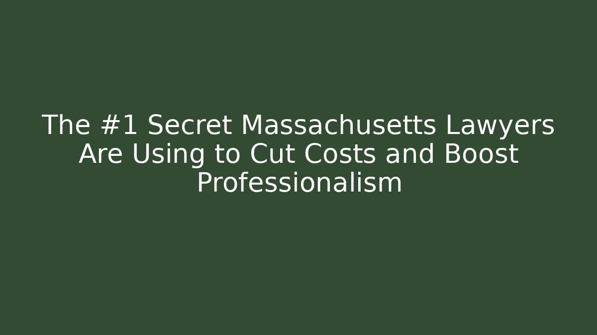 The #1 Secret Massachusetts Lawyers Are Using to Cut Costs and Boost Professionalism