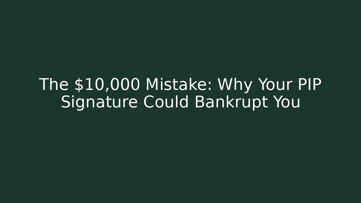 The $10,000 Mistake: Why Your PIP Signature Could Bankrupt You