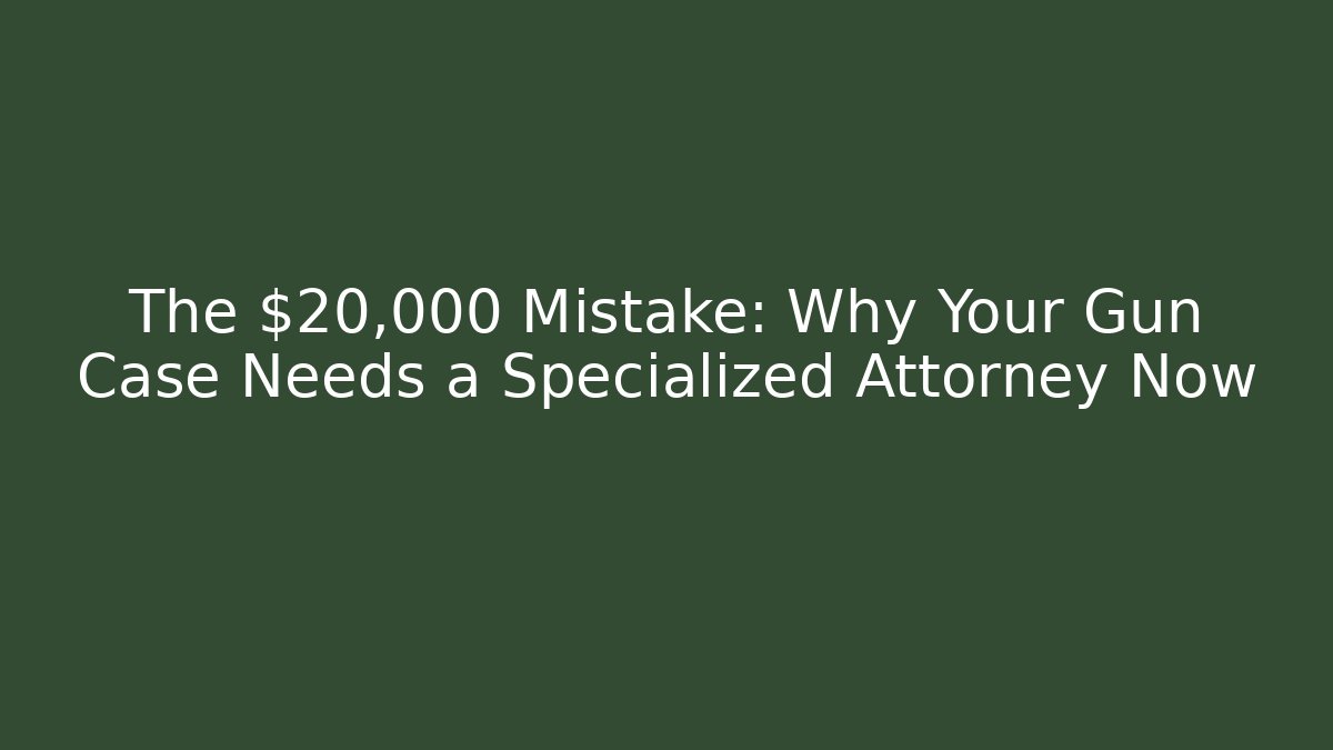 The $20,000 Mistake: Why Your Gun Case Needs a Specialized Attorney Now