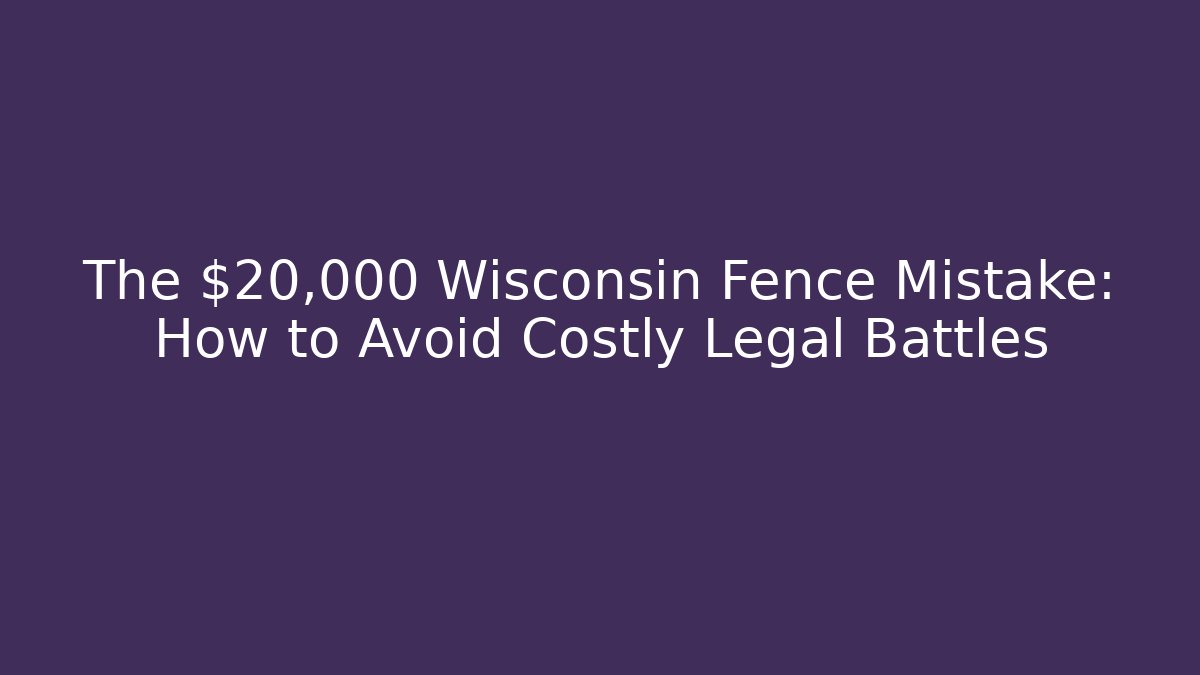 The $20,000 Wisconsin Fence Mistake: How to Avoid Costly Legal Battles