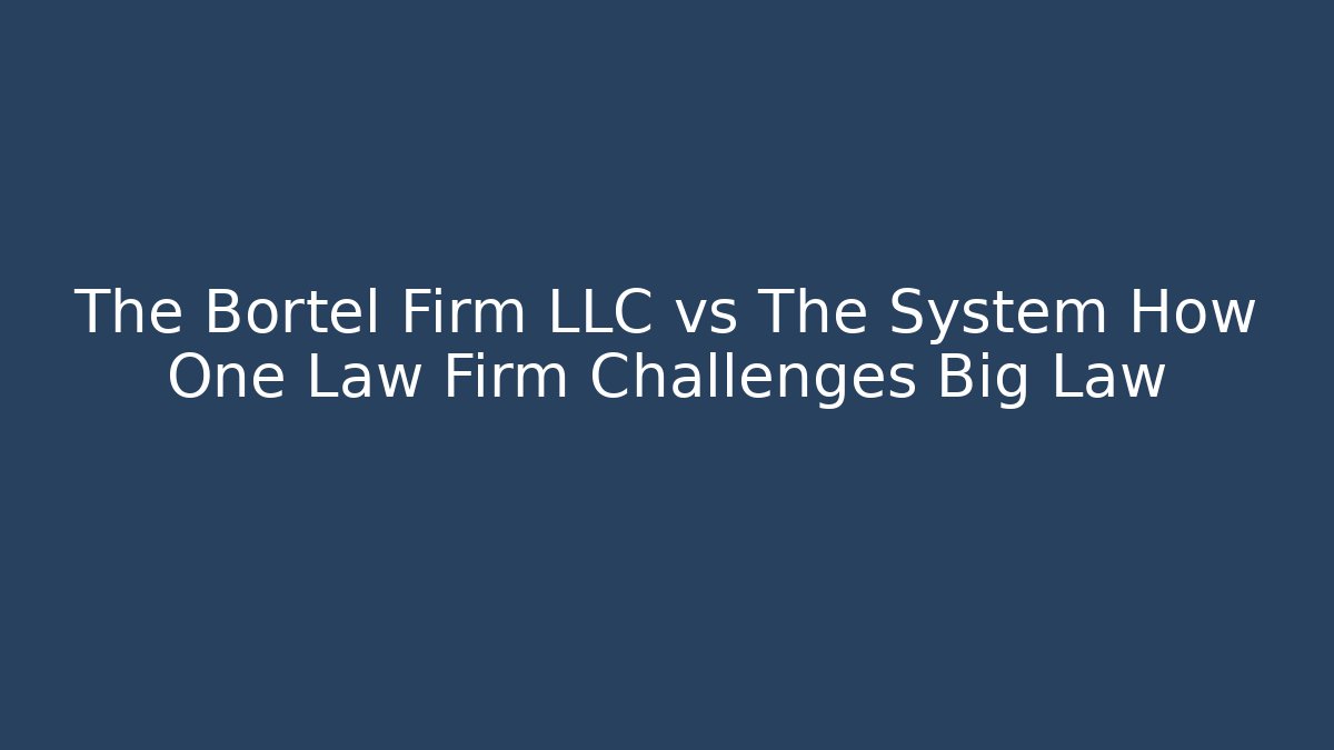 The Bortel Firm LLC vs The System How One Law Firm Challenges Big Law