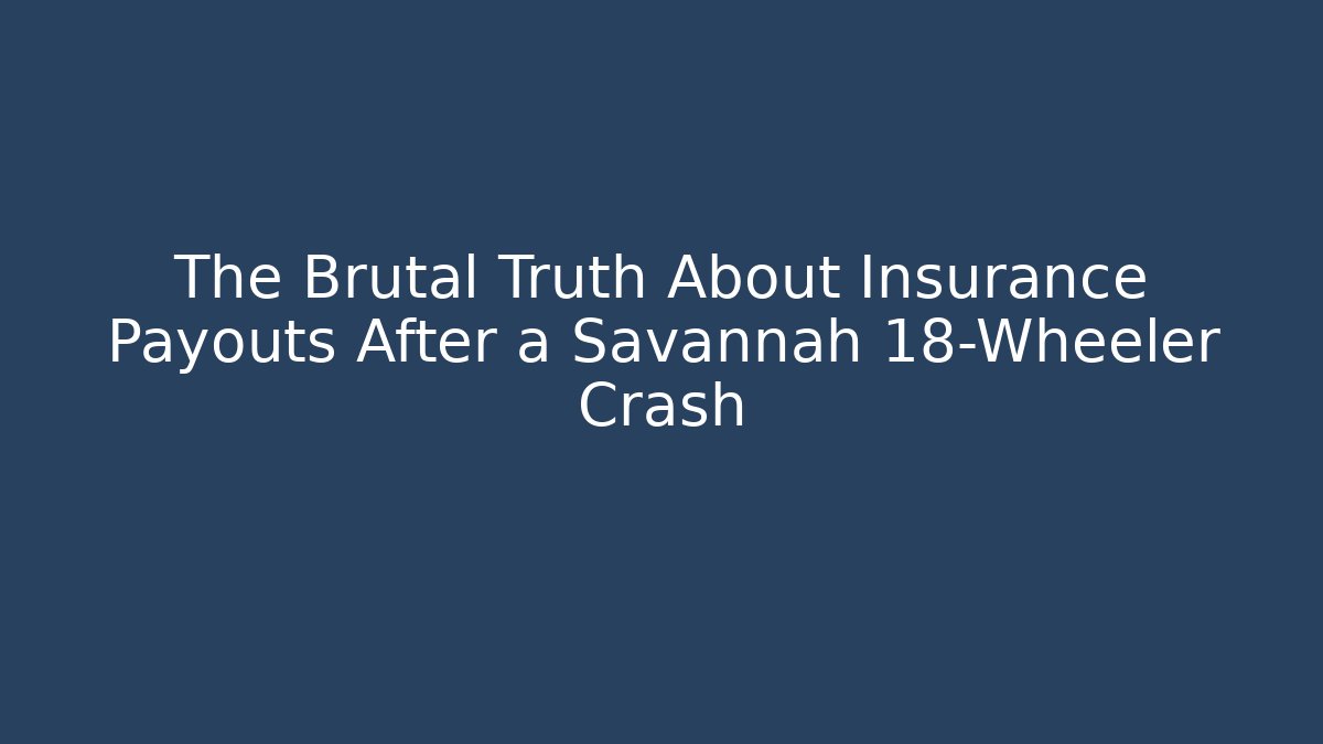 The Brutal Truth About Insurance Payouts After a Savannah 18-Wheeler Crash