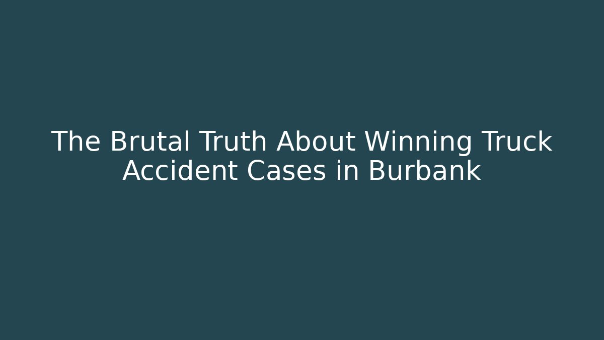 The Brutal Truth About Winning Truck Accident Cases in Burbank - V Auction