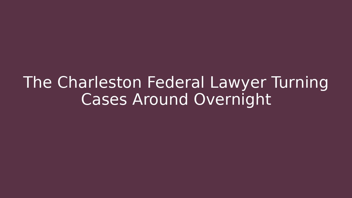 The Charleston Federal Lawyer Turning Cases Around Overnight