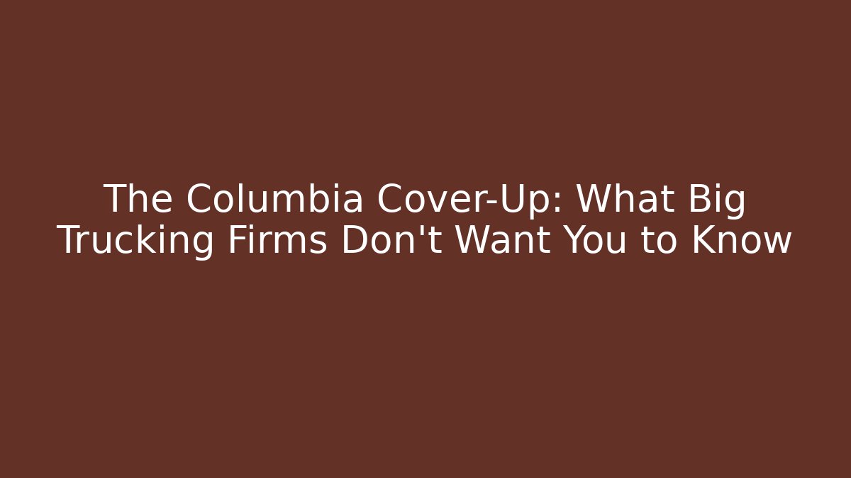 The Columbia Cover-Up: What Big Trucking Firms Don’t Want You to Know