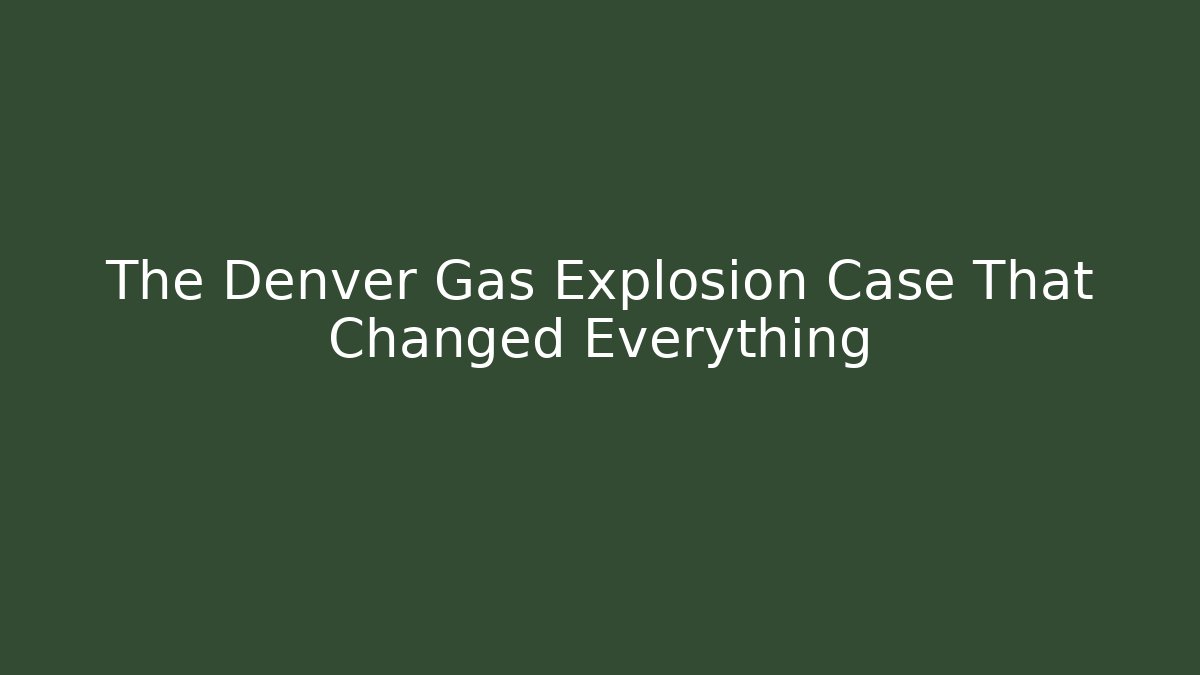 The Denver Gas Explosion Case That Changed Everything